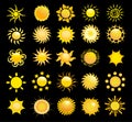 Set of glossy sun images