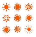 Set of glossy sun images vector Royalty Free Stock Photo