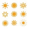 Set of glossy sun images