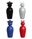 Set of glossy symbols of characters with color differentiation of man and woman.