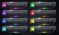 set of glossy vector banners with shiny lights over black Royalty Free Stock Photo