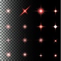 Set of glow light effect stars bursts with sparkles Royalty Free Stock Photo