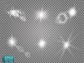 Set of glow light effect stars bursts with sparkles on transparent background. For illustration template art Royalty Free Stock Photo