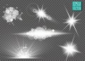 Set of glow light effect stars bursts with sparkles on transparent background. For illustration template art Royalty Free Stock Photo