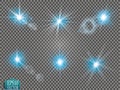 Set of glow light effect stars bursts with sparkles on transparent background. For illustration template art Royalty Free Stock Photo