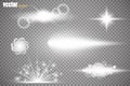 Set of glow light effect stars bursts with sparkles on transparent background. For illustration template art Royalty Free Stock Photo