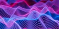 Set of glowing blue and red gradient wave mesh array lines on black background, abstract modern data visualisation, science,