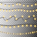 Set of glowing Christmas lights. Christmas garland lights. Decoration for christmas holiday and new year. Brushes