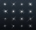 Set of Glowing light effects. Sparkles. Royalty Free Stock Photo