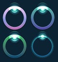 Set of glowing round sliders. Vector element for web sites