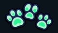 A set of glowinthedark paw print stickers that can be applied to a pets paws creating a unique and attentiongrabbing way