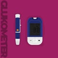 Set of glucometer for sugar level test in cartoon design for world diabetes day design