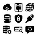 Glyph Style Data and Network System Icon Set for Web and App Royalty Free Stock Photo