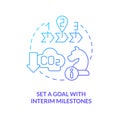 Set goal with interim milestones blue gradient concept icon