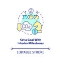 Set goal with interim milestones concept icon