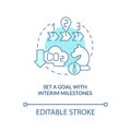 Set goal with interim milestones turquoise concept icon