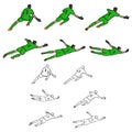Set of goal keeper in green uniform vector illustration sketch d