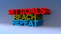 Set goals reach repeat on blue
