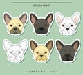 Set goals sketch french bulldog different color . Cute dog