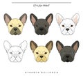 Set goals sketch french bulldog different color . Cute dog
