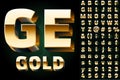 Set of gold alphabet letters