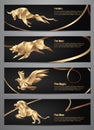 Set of Gold animal banners