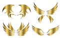 Set of gold animal wings logo design vector illustration