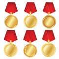 A set of gold. Award medals isolated on white background. Vector illustration of the winner concept. First place Royalty Free Stock Photo