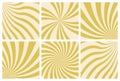 Set of gold background swirls with rays in retro 70\'s style with grunge texture.Flat style.Vector illustration Royalty Free Stock Photo