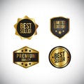 Set of Gold badge best seller brand Royalty Free Stock Photo