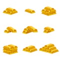 Set of gold bars icon. Collection bullions golden treasury luxury rich Royalty Free Stock Photo