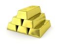 Set of gold bars isolated on white background. Royalty Free Stock Photo