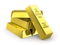 Set of gold bars on white background. Royalty Free Stock Photo