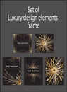 Set of gold black decorative luxury design elements. Labels and frames.