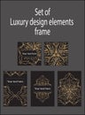 Set of gold black decorative luxury design elements. Labels and frames. Royalty Free Stock Photo