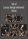 Set of gold black decorative luxury design elements. Labels and frames.