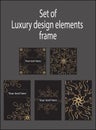 Set of gold black decorative luxury design elements. Labels and frames. Royalty Free Stock Photo