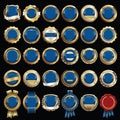 Set of Gold Blue Luxury Certificate Seals and Badges Royalty Free Stock Photo