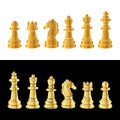 Set of gold chess pieces. Vector illustration