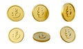 Set of gold coins with Turkish lira currency sign or symbol 3d illustration, minimal 3d render Royalty Free Stock Photo