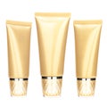 Set of gold cosmetic tube Royalty Free Stock Photo