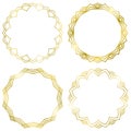 Set of gold floral frames in vector. Golden frame with ornament isolated on white Royalty Free Stock Photo