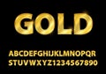 Set Gold font shapes composition. classic style golden logo poster
