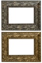 Set of 2 gold frames. Isolated on white background Royalty Free Stock Photo