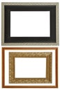 Set of 2 gold frames. Isolated on white background Royalty Free Stock Photo