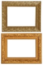 Set of 2 gold frames. Isolated on white background Royalty Free Stock Photo