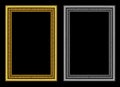 Set of gold and gray frame isolated on black background, with cl Royalty Free Stock Photo