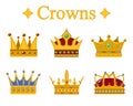 Set of gold king crown or pope tiara.Vector illustration