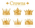 Set of gold king crown . Vector illustration