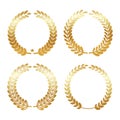 Set gold laurel wreath icon. Emblem from laurel branches isolated on white background Royalty Free Stock Photo